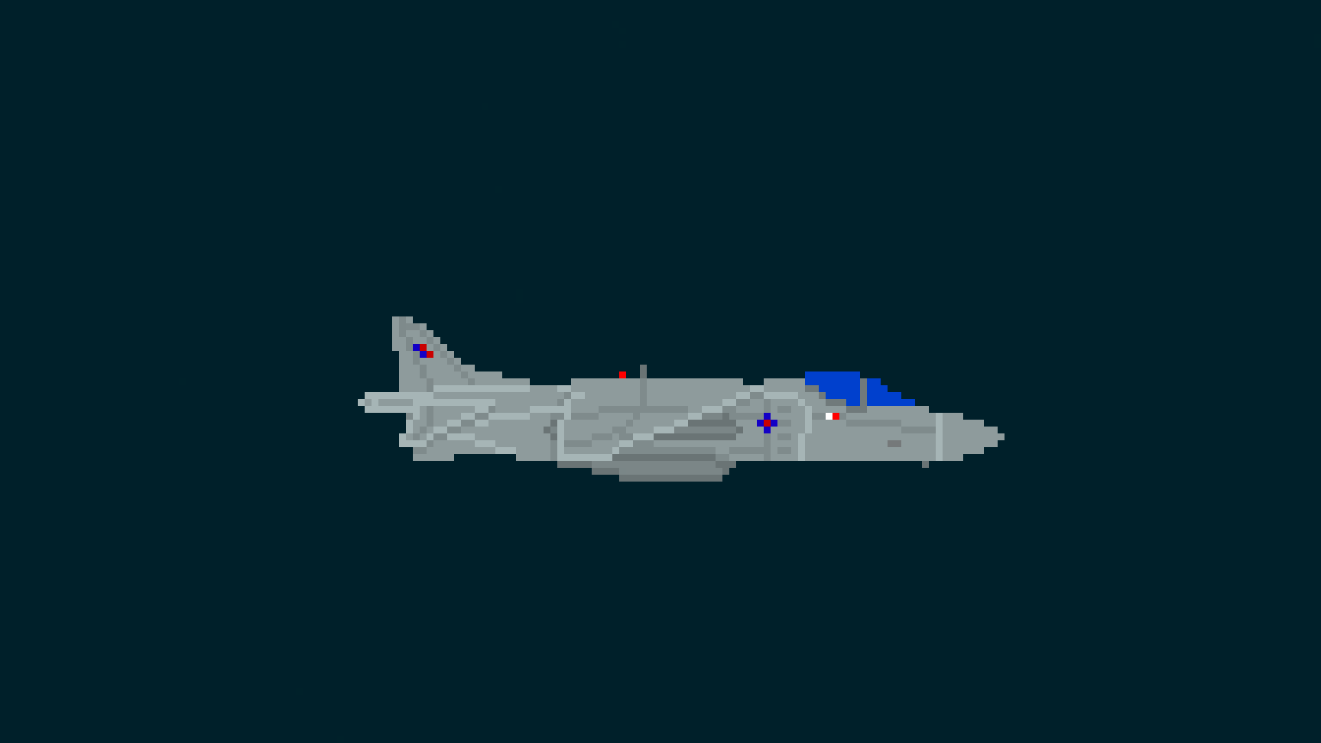 RAF BAe Harrier GR.9 at night in pixel art.