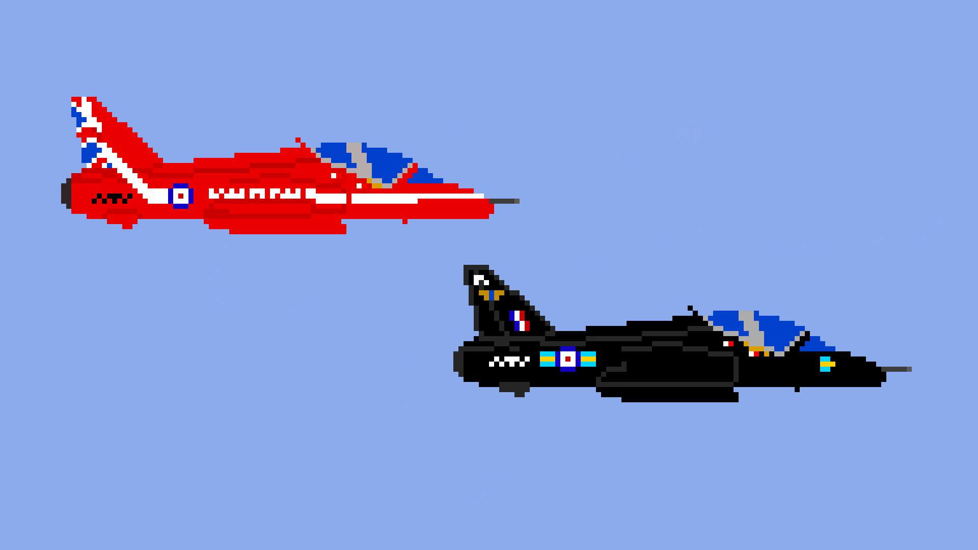 RAF BAe Hawk T1 formation in pixel art.